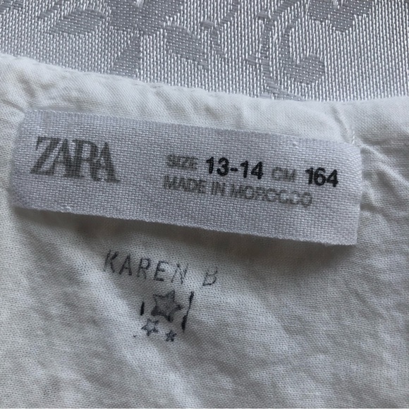 Zara Girls Size 13-14 White Embroidered Lined Short Sleeves Dress Button-Up - Picture 3 of 16